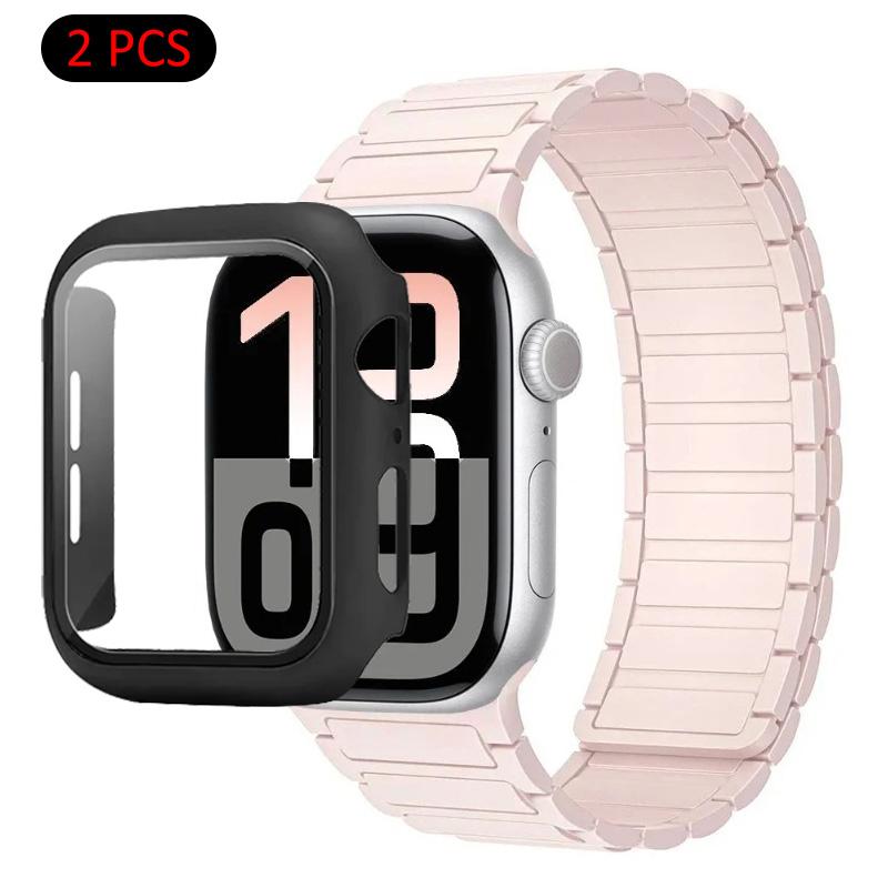 Silicone Strap+Case For Apple Watch Ultra 3/2/1 49mm 11 10 46mm 42mm Magnetic Band iWatch 9 8 7 45mm 41mm 6 5 SE 44mm/40mm Cover