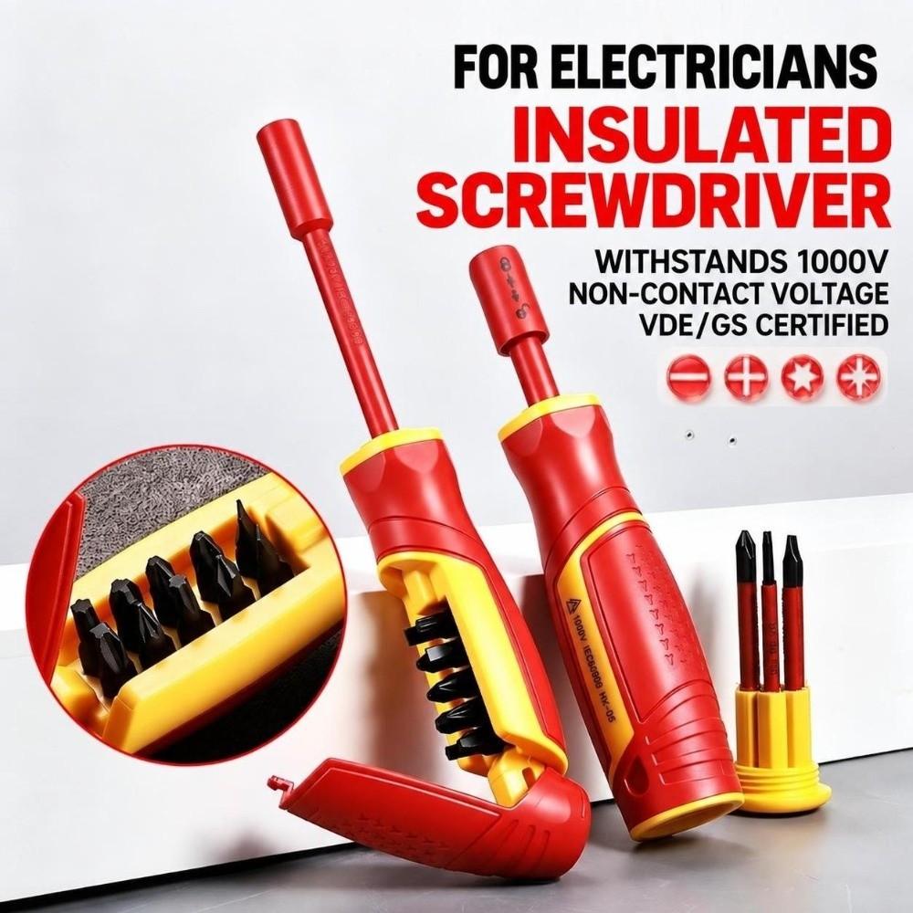 Interchangeable Bits Insulated Screwdriver Set for Electrical Repair and Hardware Maintenance