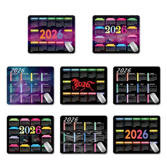 2026 Calendar Mouse Pad Rectangle Waterproof Home Office Gaming Computer Laptop Mousepad Desk Mat with Non-slip Rubber Base PC Accessories