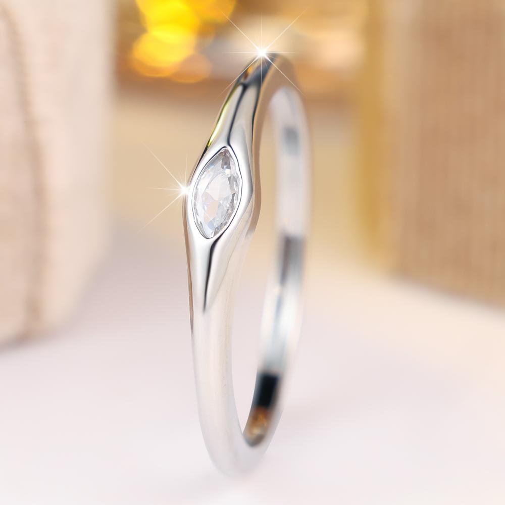 Minimalist Silver Color Marquise Zircon Ring for Women Daily Wear and Party