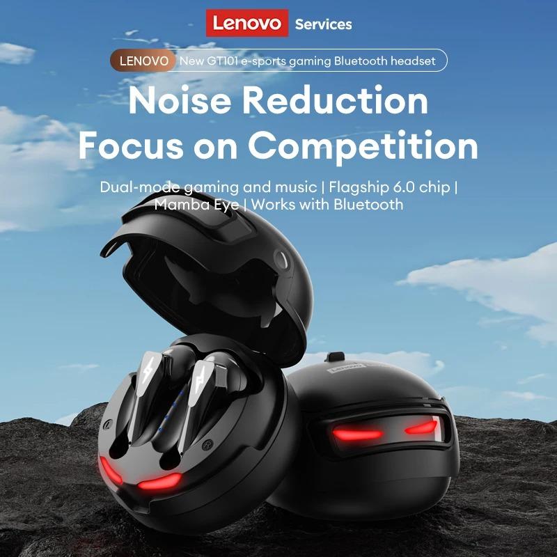 Original Lenovo GT101 TWS Kabellose Ohrhörer Dual-Modus Coole Beleuchtung Gaming-Ohrhörer 30H Akkulaufzeit HD-Anruf 3D-Stereo Bluetooth 6.0 Kopfhörer