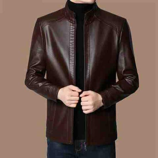 Herren Winter Lederjacke mit Fleece Futter - Für mittleres und älteres Alter.