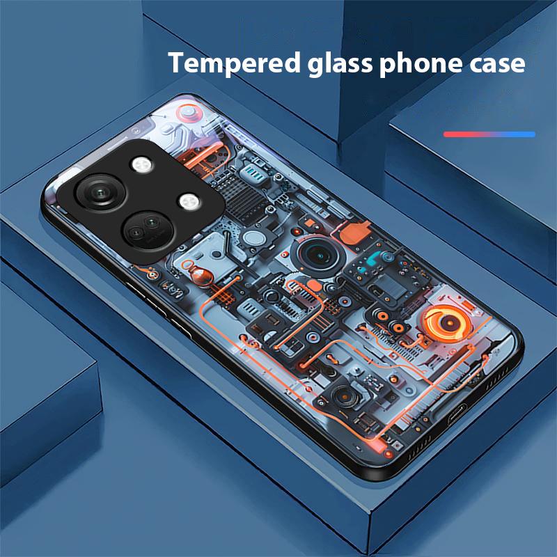 

New Circuit Board For OnePlus Nord 3 5 6T 7 Pro 8 12 10T Reno8 Lite 5G 10R Nord N30 Hard Shell Tempered Glass Phone Case Black For OnePlus 10R 5G