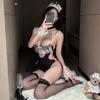Sexy Lingerie Female Sexy Suspender Lace Seduction Hidden Button Onesie Pure Desire Small Chest Maid Uniform Suit