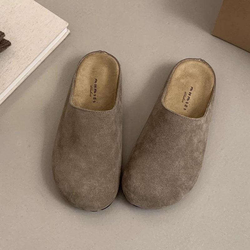 Módní dámské boty ve výprodeji Nové dámské pantofle s řemínky na zipy Jarní semišové jednobarevné venkovní ležérní pohodlné pantofle pro větší velikosti