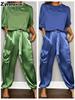 Women's Two Piece Set - Sleeveless Top & Pants, Solid Color Loose Casual Smooth Satin Pocketed Fashion Outfit
