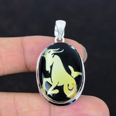 Segno zodiacale Capricorno in ciondolo di onice nera delicato ciondolo astrologico argento sterling 925 ciondolo di pietra preziosa gioiello zodiacale oroscopo Capricorno