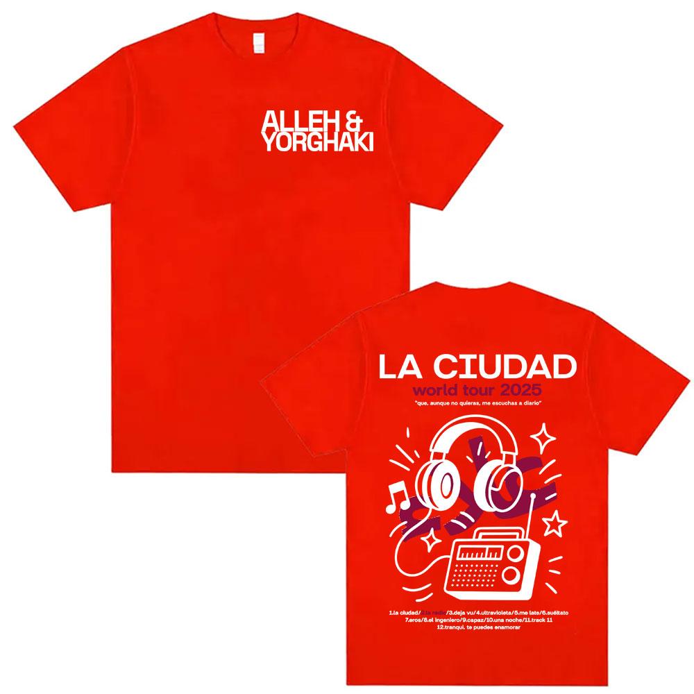 Alleh Yorghaki La Ciudad Worid Tour 2025 Merch Tshirt Unisex Women Vintage Classic T Shirt Oversized Loose Short Sleeve Tshirts