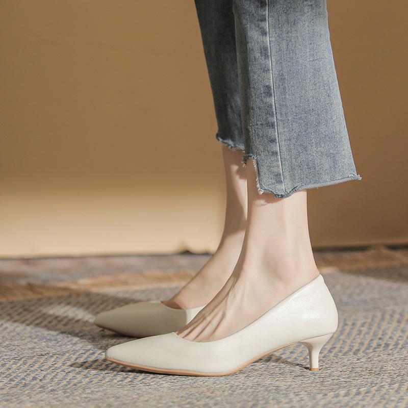 2025 Spring/Autumn Women's White Stiletto High Heels – Elegant and Comfortable