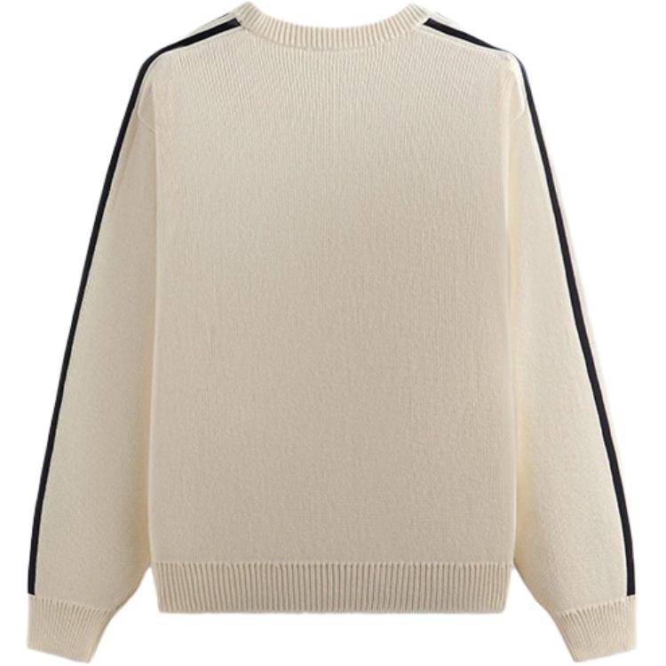Adidas Originals X Kith Collaboration SS25 Round Neck Cotton Fashion Versatile Long Sleeve Knit Sweater Men Sweater Chalk-White JF3232