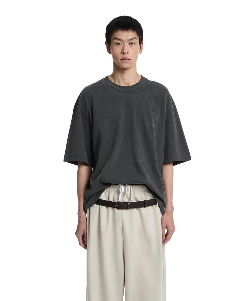 TRUNK PROJECT Double Neck Layered T-Shirt_Grey