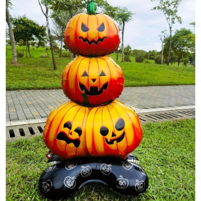 

1 базовый тыквенный шар на Хэллоуин, шар из алюминиевой пленки, подходит для украшения праздничной вечеринки на Хэллоуин