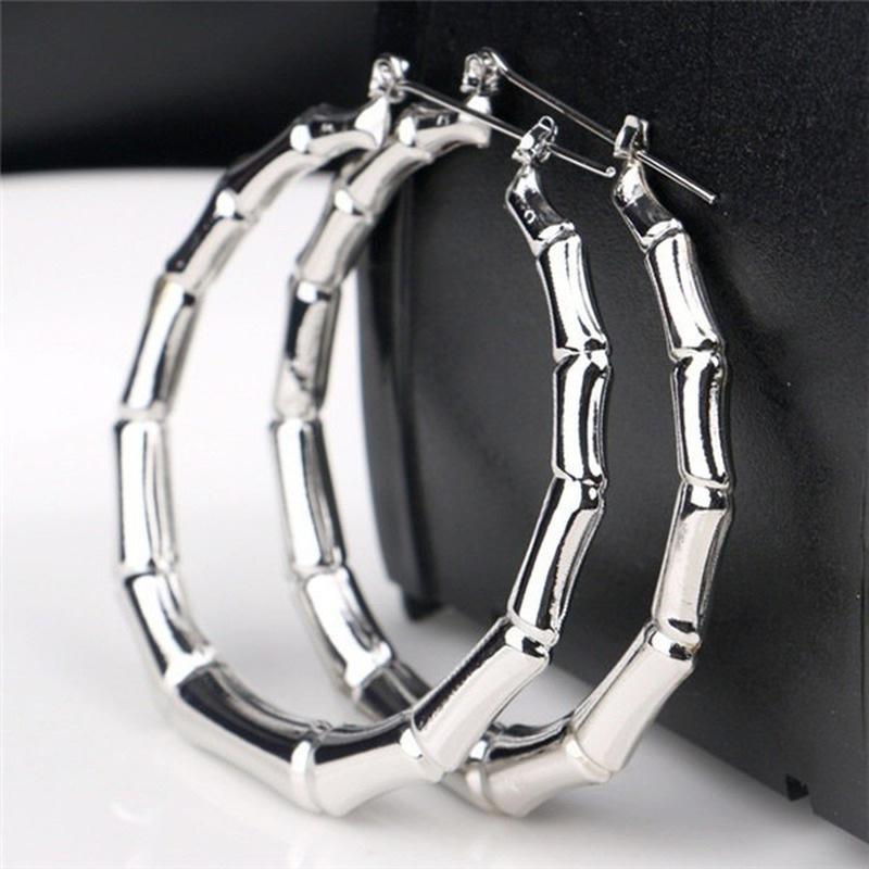 

Classic cold wind board bamboo earrings punk street dance nightclub retro gold earrings factory срібний