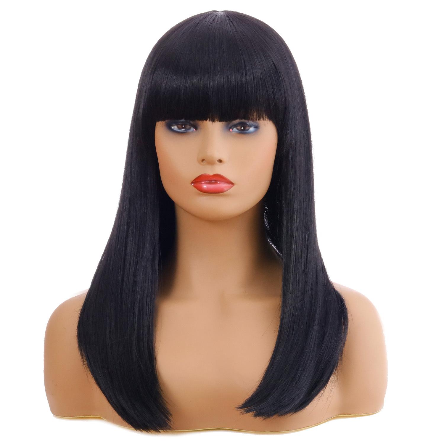 

Новый Европейский и Американский Парик Синтетическое Химическое Волокно Длинные Прямые Волосы Парик Женские Головные Уборы чёрный