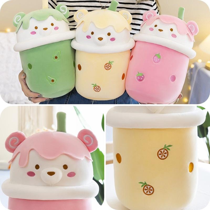 Cute Plush Milk Tea Bear Toy Pillow For Kids And Adults Soft And Cuddly