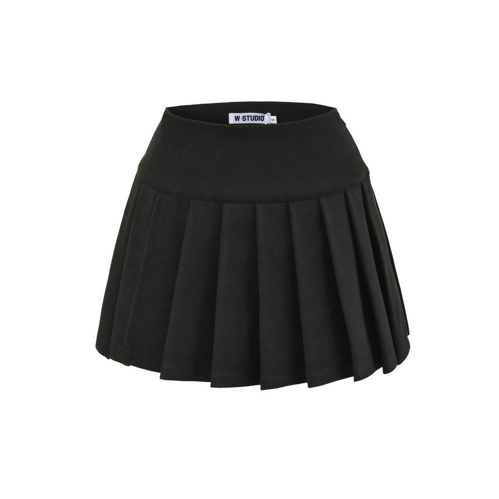 MIU Style Academy Mini sukně z vlněné směsi s plisováním a vysokým pasem pro ženy - Podzim/Zima