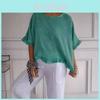 T-shirt Basic Estiva da Donna in Cotone e Lino, Vestibilità Larga, per Uso Casual