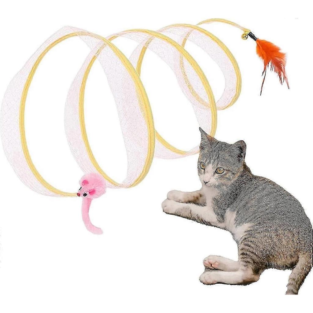 Faltbarer Katzenröhrentunnel, Katzenspielzeug für Wohnungskatzen, Katzentunneltunnelbett für Kätzchen, Katzen-Donut-Tunnel, Katzen-Federspielzeug