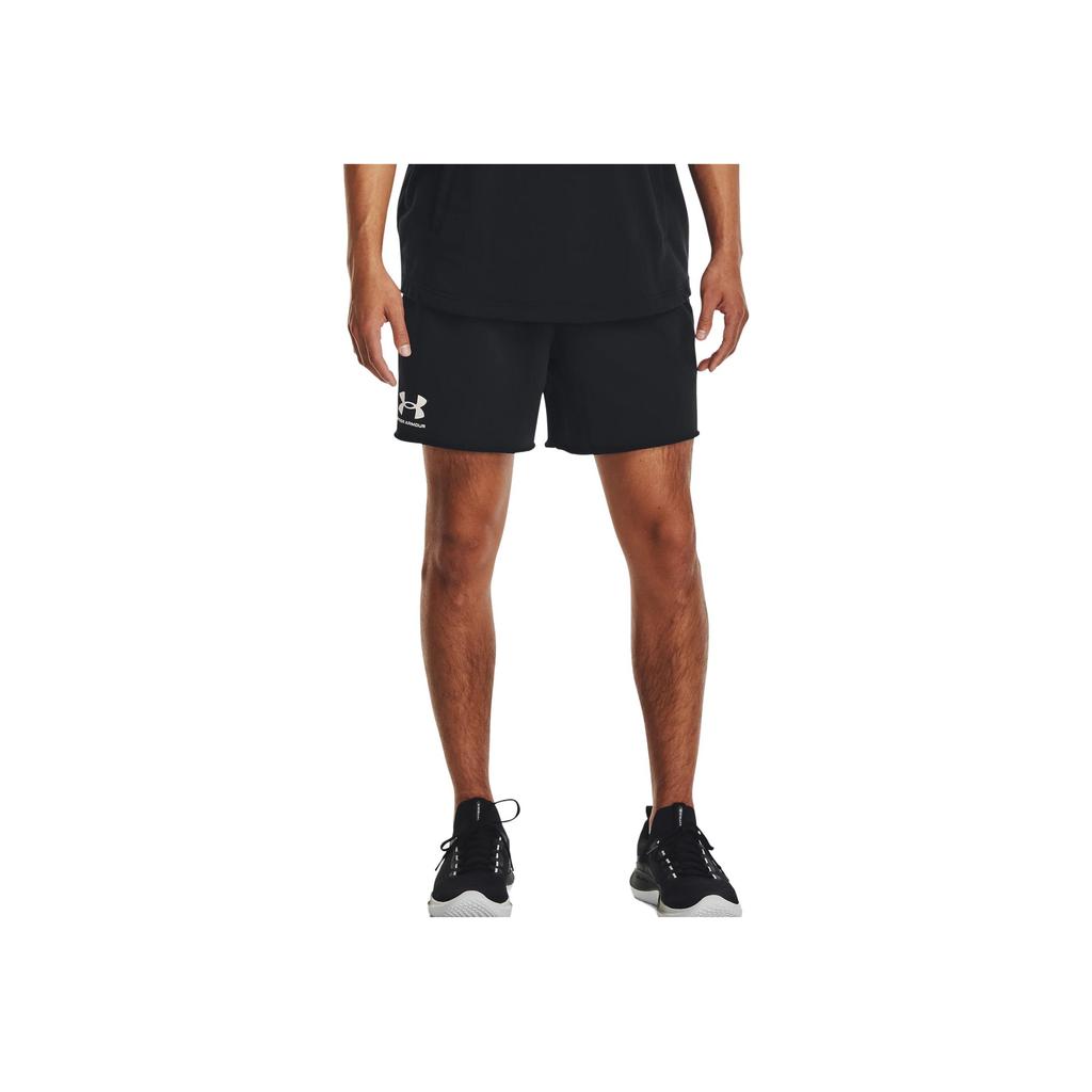 Under Armour Ua Rival Terry 6" Shorts Letter Print Loose Straight Casual Shorts Men Shorts Black 1382427-001