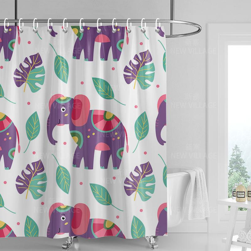 Home Shower Curtains Bathroom Decora Waterproof Fabric Non-slip Bathmat Water Absorption Curtain Modern Nordic Simple Animal