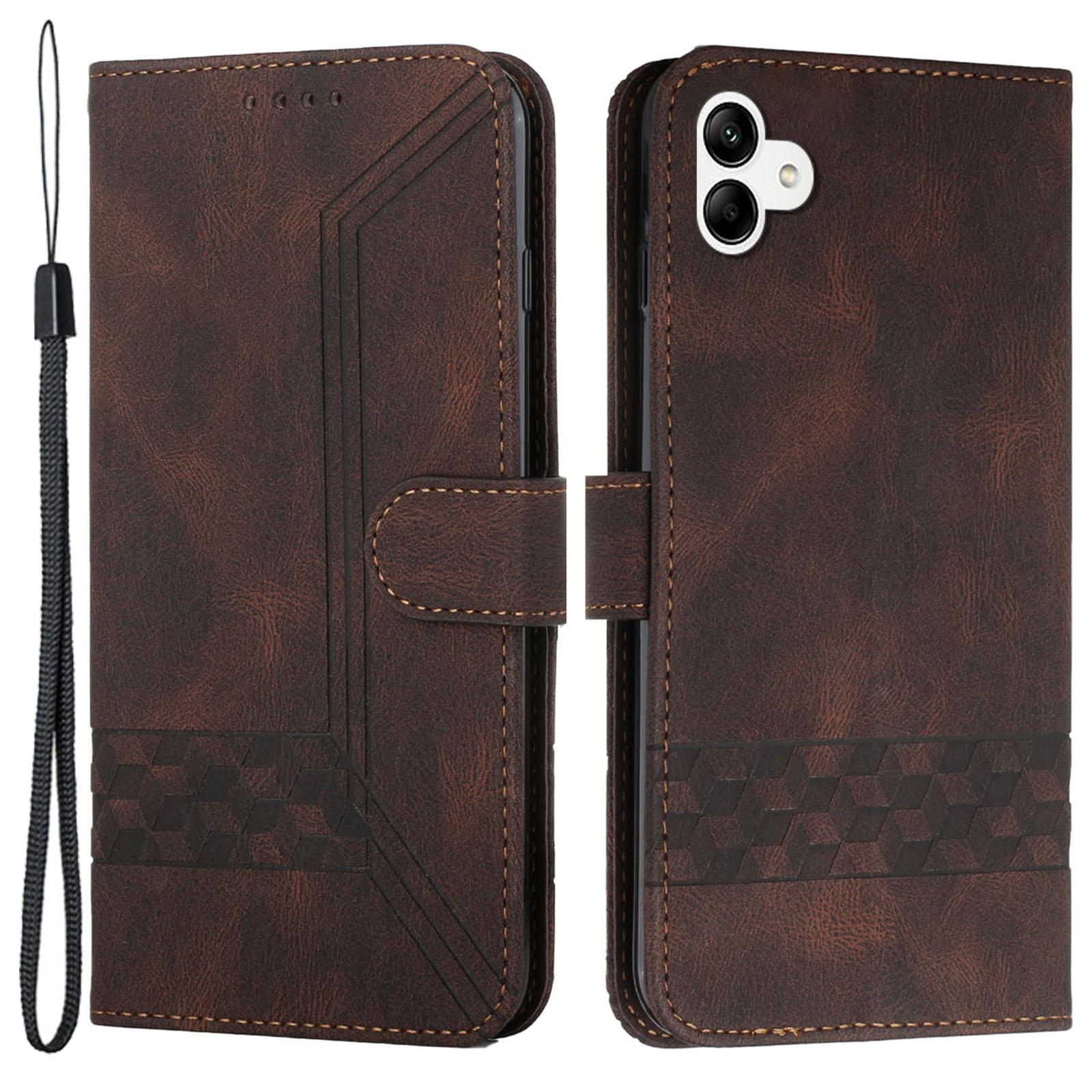 

Чохол для телефону Samsung Galaxy A05 4G зі шнурком, з принтом, гаманець з PU шкіри, чохол-підставка Coffee