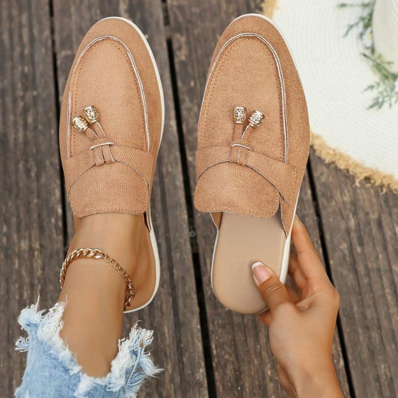 Women's Spring New Women's Wrap Head Half Drawback Wearing One Pedal Muller Lazy Shoes Casual Half Drawback