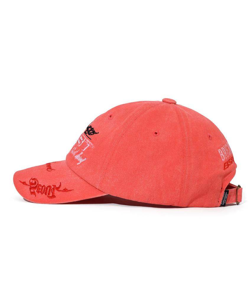 Bieseulaebis 3D Embroidery Dirty Washed Cotton Cap Red