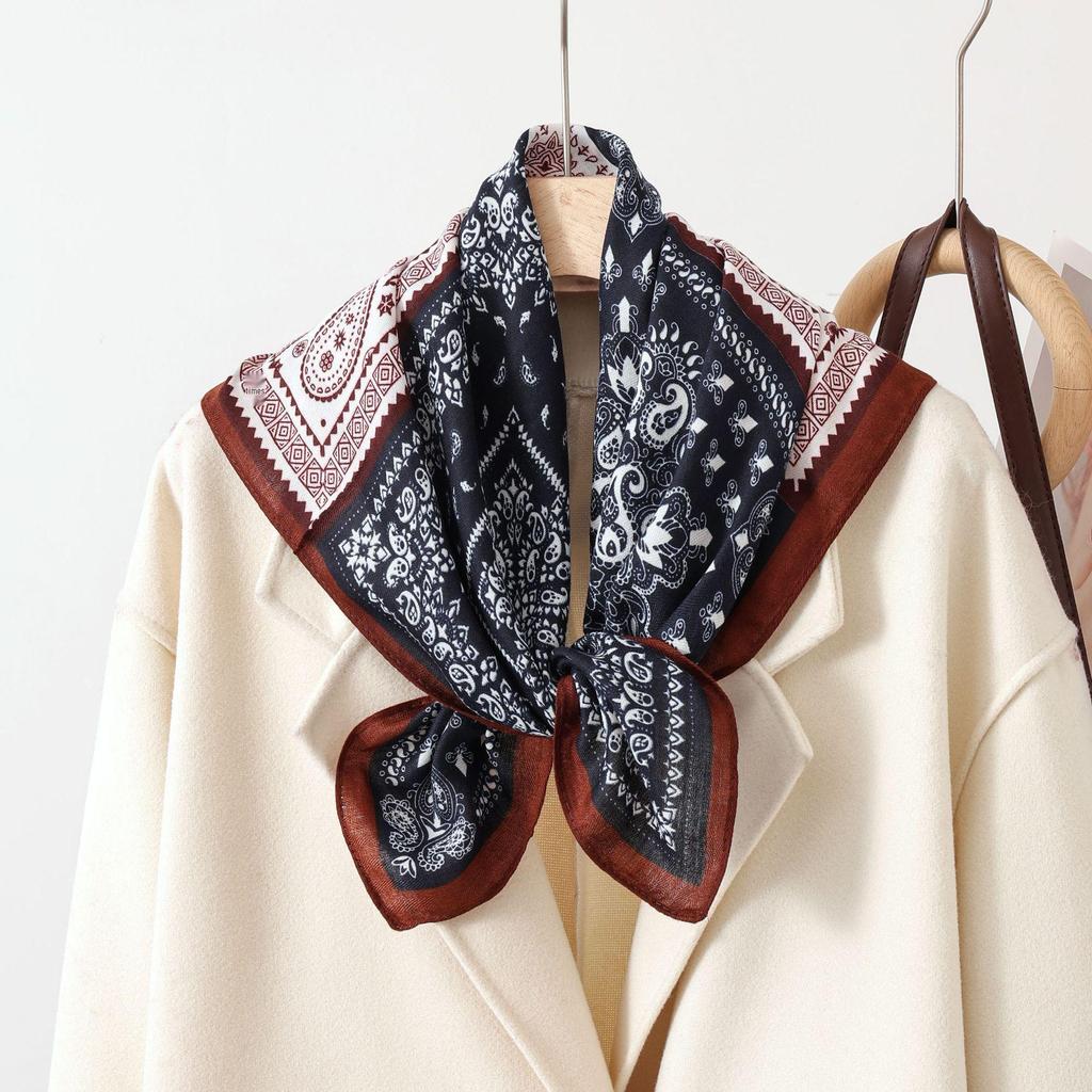 Paisley Patchwork Cotton & Linen Square Scarf for Women - Silk Neck Tie for Shirts, Suits & Waist - Spring/Summer Fashion Accessory