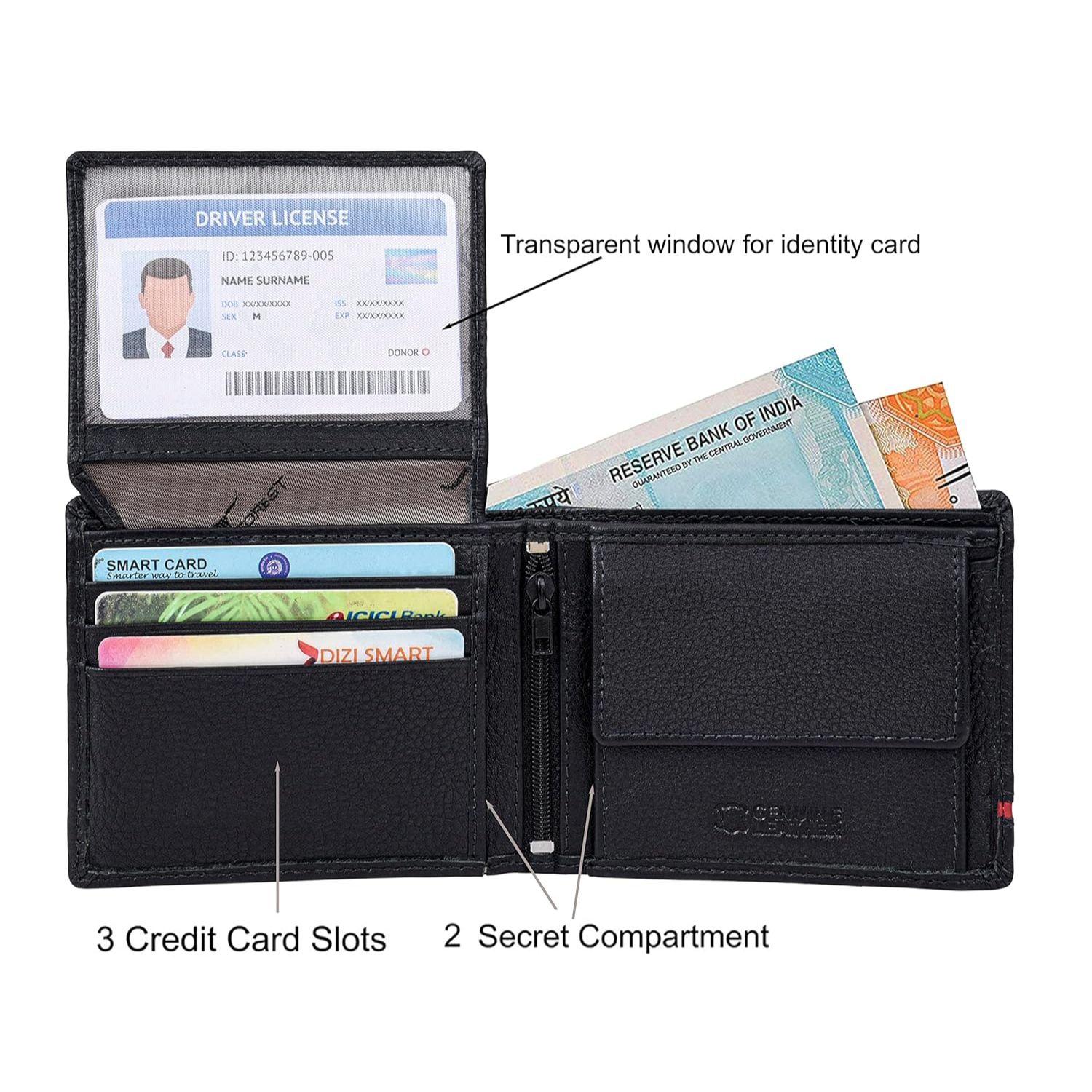 Подарочный набор из черного/красного кожаного кошелька и ручки для мужчин — фото 3