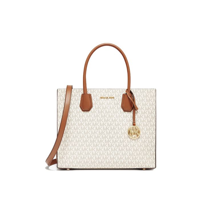 

Michael Kors MK Mercer Commuter Business Logo Leather Crossbody Tote Bag Large Women bags Vanilla-White Brown 35T2GM9S3B-150 Basic Set (Bag+Dust Bag)