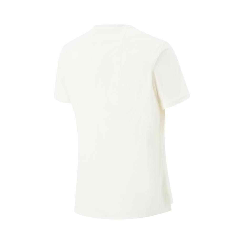 Li Ning Fitness Series Solid Color Round Neck Comfortable Breathable Versatile Short Sleeve T-Shirt Women T-Shirts Off-White ATSV136-1