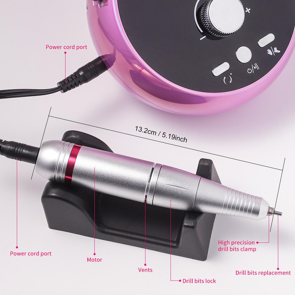 New Nail Drill Machine 45000 RPM Electric Nail File 203 Lightweight Nail Grinder for Manicure Pedicure Cuticle Removal and Polishing