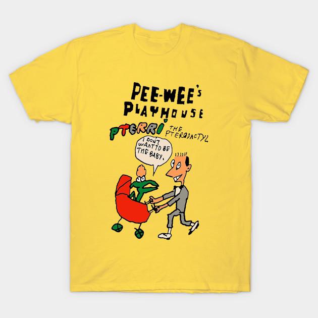 Men Black Print T-shirt Pee Wee S Playhouse No-Cut Transfer Paper Print Cotton Tshirt L жёлтый