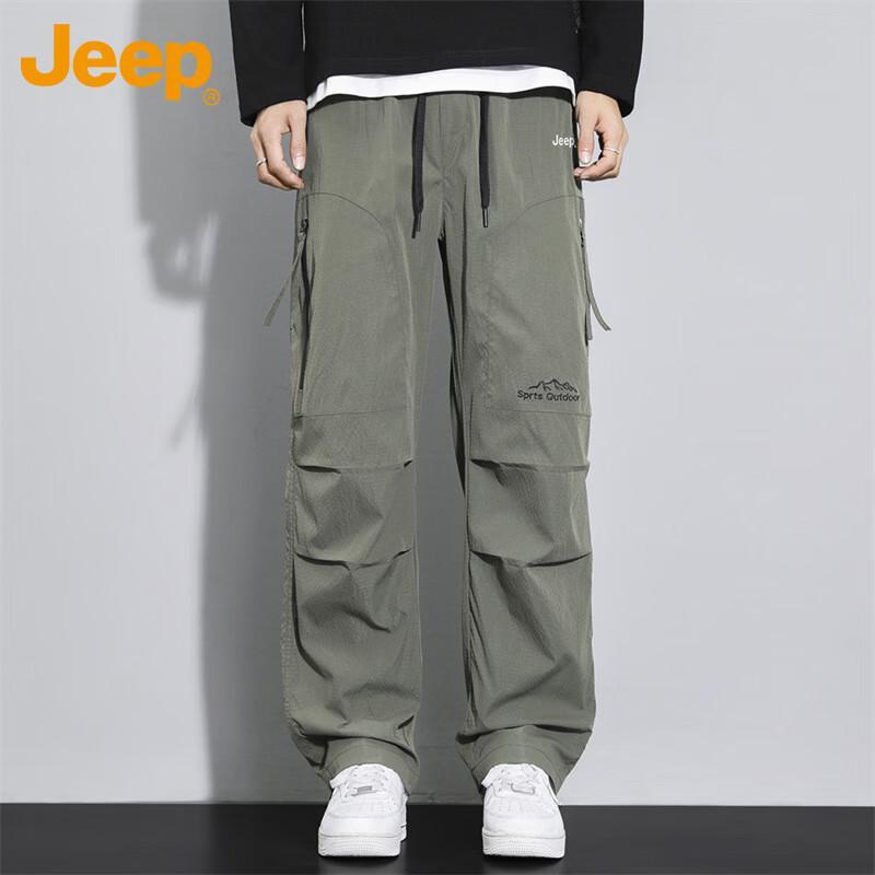 Jeep Men's Loose Fit Cargo Straight Leg Casual Pants