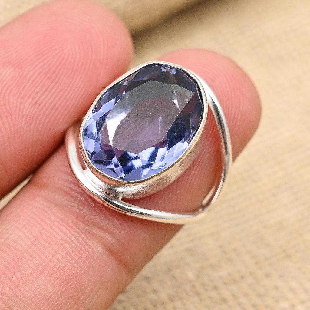 Iolite Gemstone Ručně vyráběné 925 Sterling Silver Prsten šperky na Vánoce