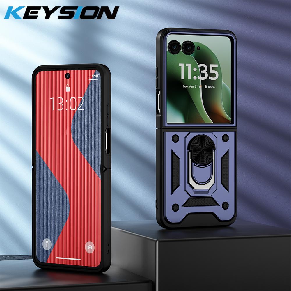 

KEYSION Противоударный бронированный чехол для Motorola Razr 60 Ultra 5G Металлическая подставка-кольцо Задняя крышка телефона для MOTO Razr Ultra 2025 Razr+2025 for Razr 60 Ultra синий