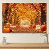 2D Fall Maple Tree Backdrop, Autumn Pumpkin Lane with Lights Thanksgiving Photography Background
