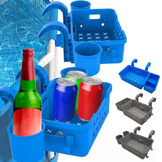 Úložné košíky k bazénu s držáky na nápoje Velká kapacita Univerzální Snadná instalace Nadzemní příslušenství k bazénu Úložný organizér