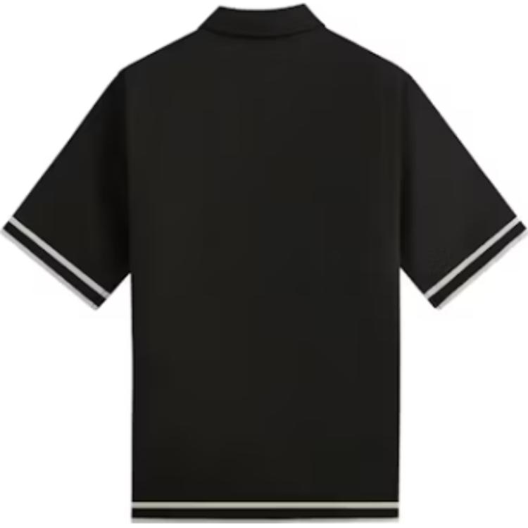 Kith Ss25 Solid Color Striped Button-Up Short Sleeve Shirt Men shirts Black KHM033323