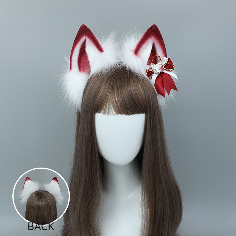 Halloween Plush Jackal Cat Ears and Tail Cosplay Lolita Headband Fox Jackal Cat Tail Animal Ears Headwear Kawaii Accessories