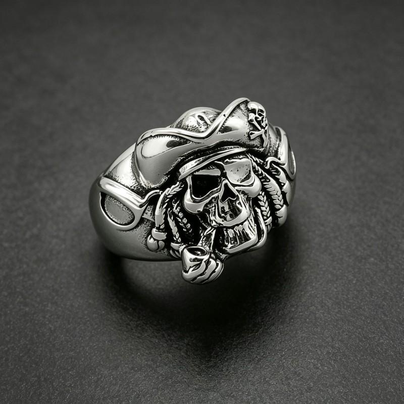 Adjustable Open Skull Ring Vintage Pirate Style Copper Statement Jewelry Men Women