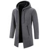 Men's Plus Velvet Hooded Knitwear Cardigan – Thickened, Windproof, Warm Mid-Length Jacket for Autumn/Winter (Middle-Aged & Elderly)