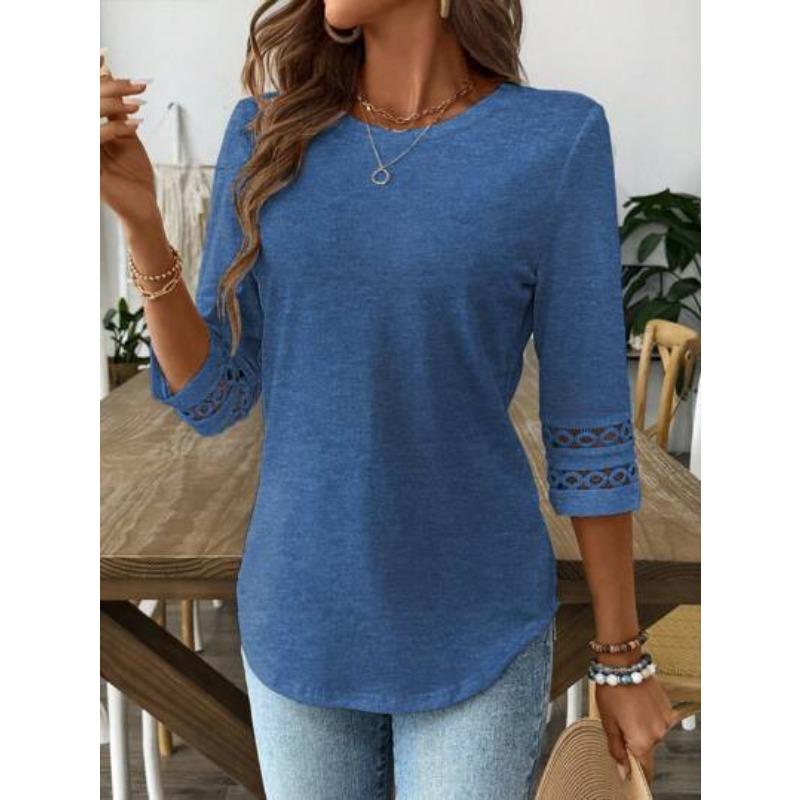 Women's Casual Summer/ Spring Short-sleeved Round-neck Blouse Shirt