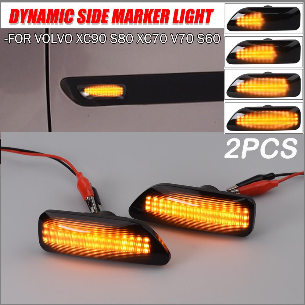 For Volvo XC90 MK1 XC70 V70 MK2 S60 S80 1999-2006 2Pieces Car Led Dynamic Blinker Turn Signal Light Side Marker Indicator Lamp