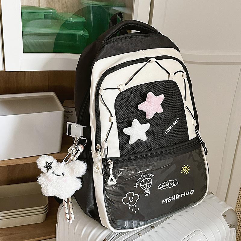 Japanese ins Academy Wind Contrast Color Large Capacity Fresh Girl Backpack Lightweight Versatile Junior High School Backpack