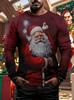 Funny Christmas Ornament Printed T-Shirt Santa Claus Costume 3D Print Men's Long Sleeve T Shirt Harajuku Pullovers Men Clothing