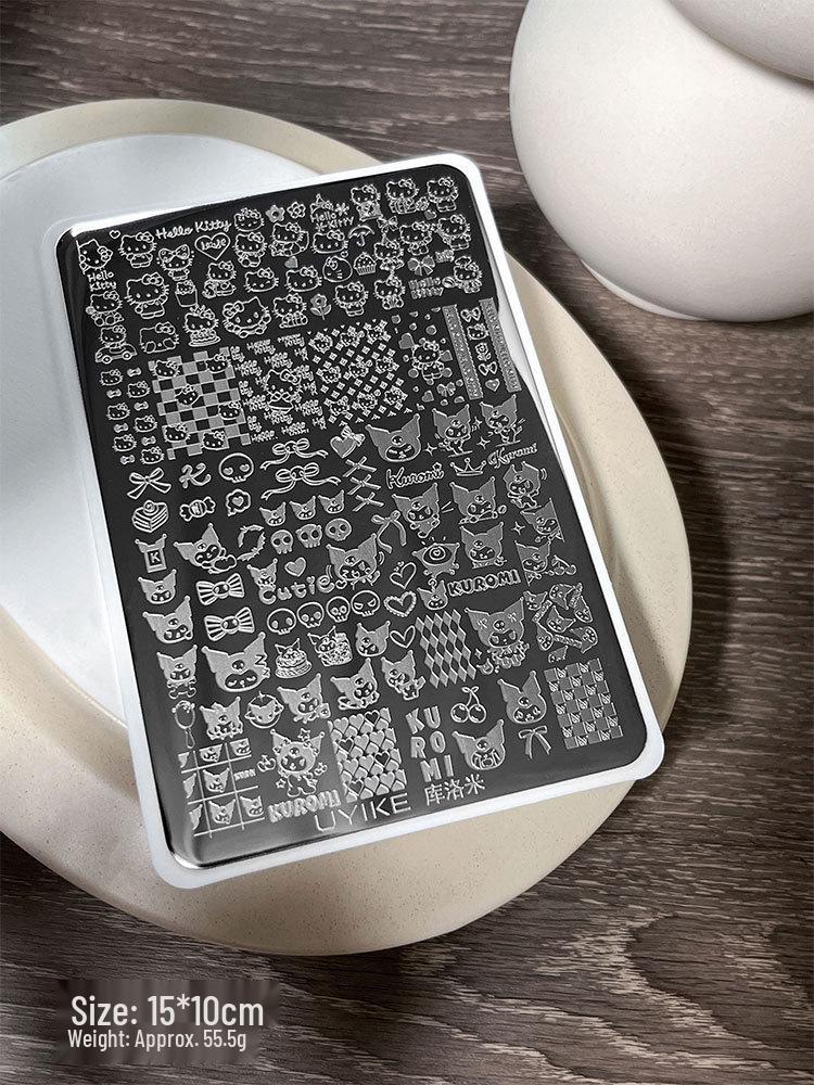 Nail Art Stamping Plates - Star, Polka Dot, Lines, Grid Lace Textures