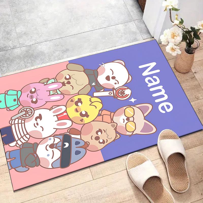 Custom Kpop Team Mat Personalized Name, Polyester Washable Indoor Entryway Rug, Gift for Christmas, Easter, Thanksgiving Day