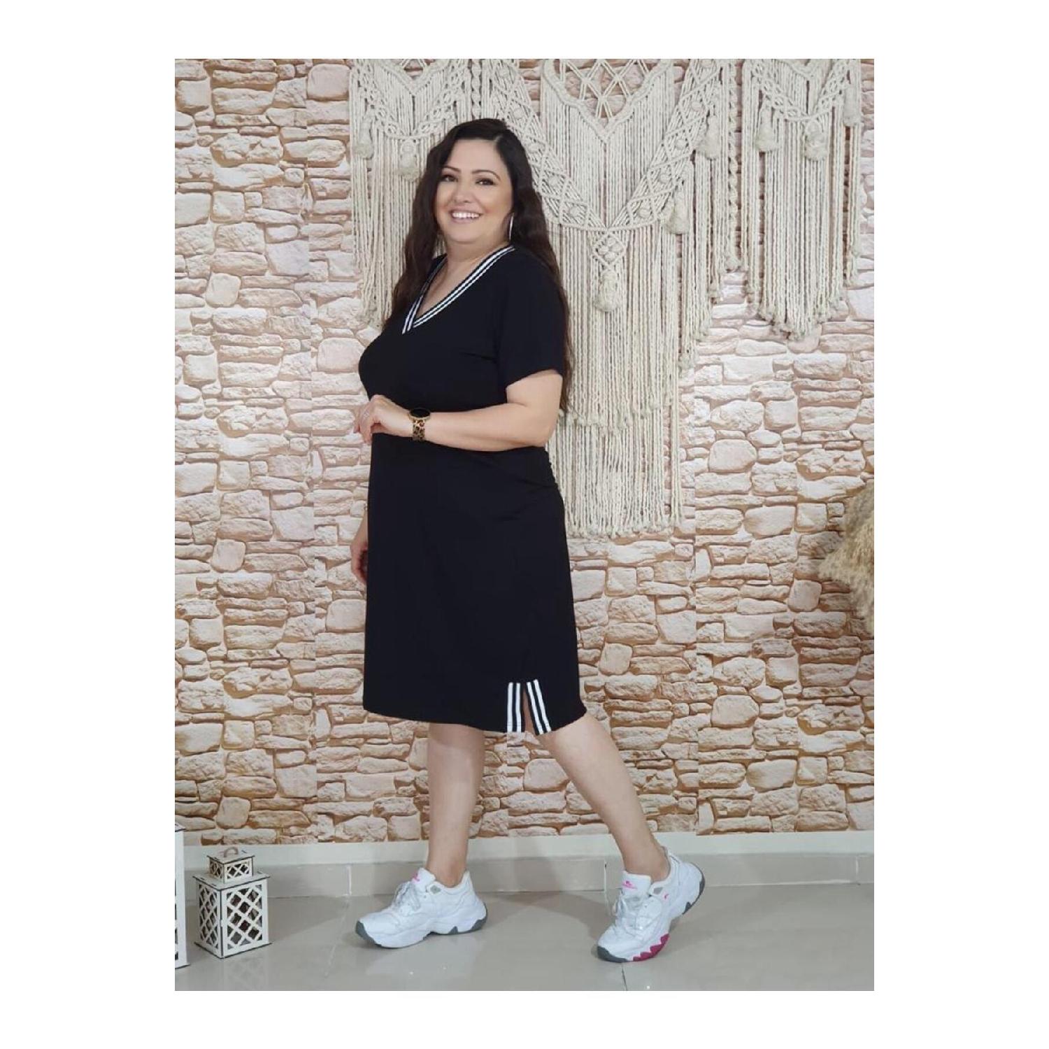 

Чорна сукня великих розмірів у смужку 44 чорний