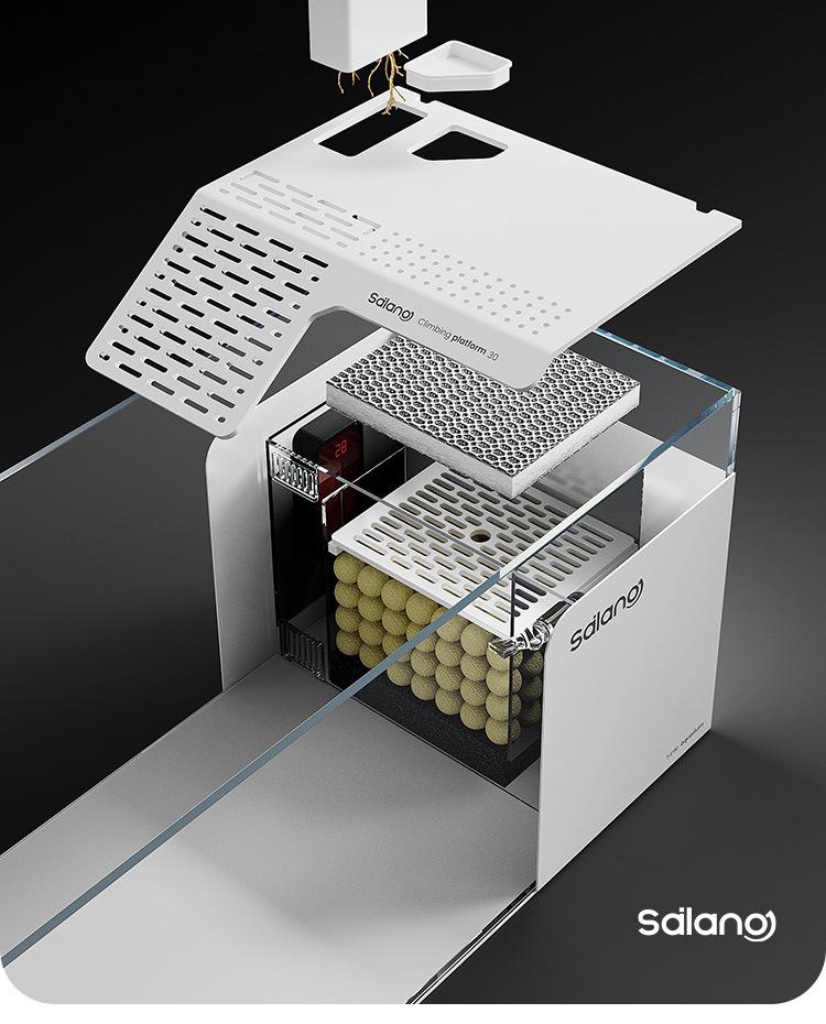 Turtle & Fish Breeding Tank Set with Basking Platform, Dry-Wet Separation, and Side Filter Eco Glass Tank